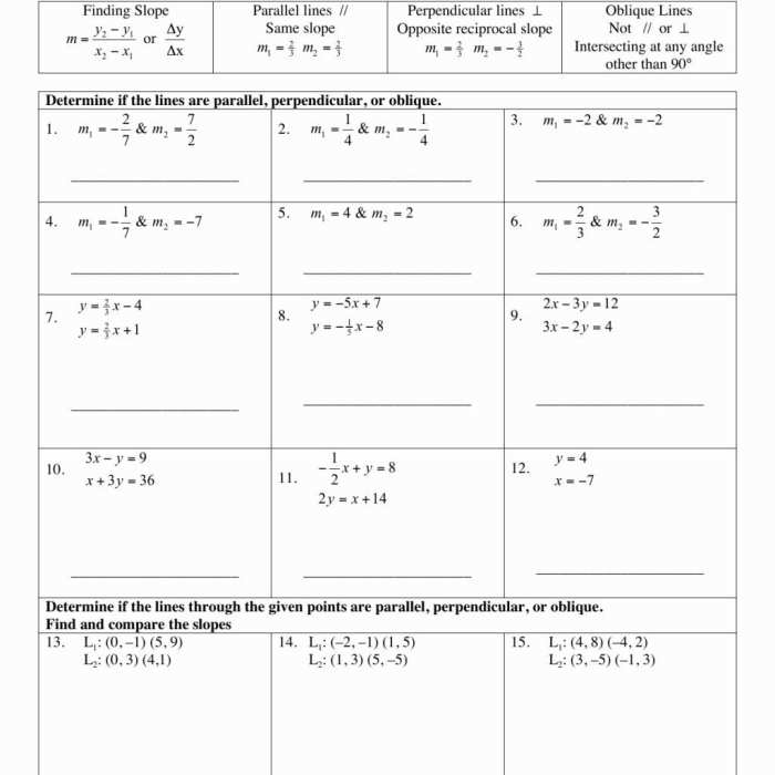 Parallel and perpendicular lines worksheet answers key